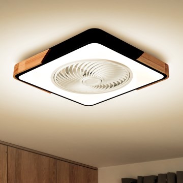 Brilagi - Iluminação de teto LED com regulação e ventoinha LED/30W/230V 3000-6500K preto/carvalho + comando