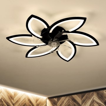 Brilagi - Iluminação de teto LED com regulação e ventoinha LED/50W/230V 3000-6500K preto + comando