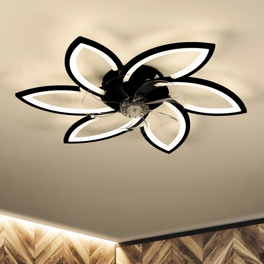 Brilagi - Iluminação de teto LED com regulação e ventoinha LED/50W/230V 3000-6500K preto + comando
