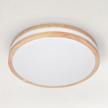 Brilagi - Iluminação de teto LED com regulação MOLINA LED/48W/230V 3000-6500K carvalho diâmetro 38 cm + comando
