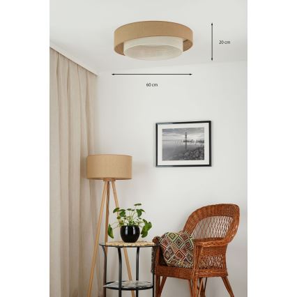 Brilagi - Iluminação de teto LED com regulação SHINE LED/24W/230V diâmetro 60 cm 3000/4000/6500K bege/creme + comando