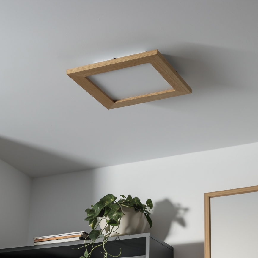 Brilagi - Iluminação de teto LED com regulação SLIMFRAME WOOD LED/25W/230V 34x34 cm 3000-6000K castanho + comando