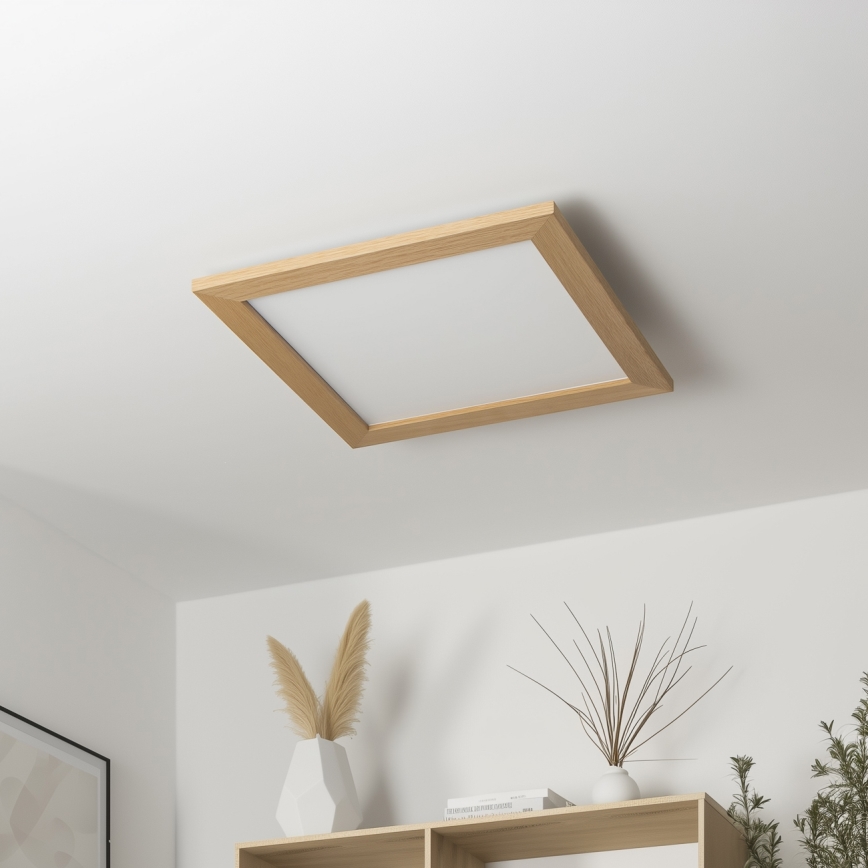 Brilagi - Iluminação de teto LED com regulação SLIMFRAME WOOD LED/36W/230V 49,5x49,5 cm 3000-6000K castanho + comando