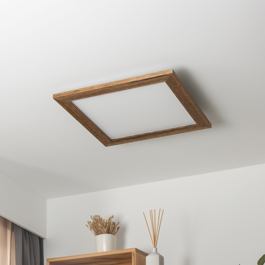 Brilagi - Iluminação de teto LED com regulação SLIMFRAME WOOD LED/36W/230V 49,5x49,5 cm 3000-6000K castanho + comando