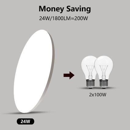 Brilagi - Iluminação de teto LED com regulação SMART LED/24W/230V 2700-6500K Wi-Fi Tuya + controlo remoto