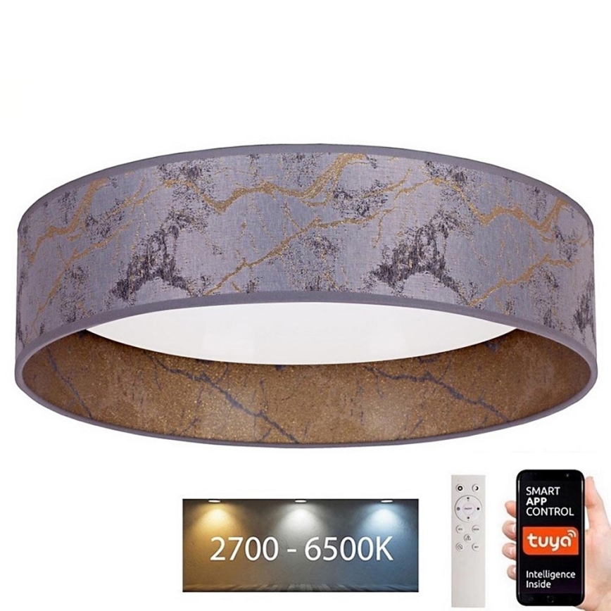 Brilagi - Iluminação de teto LED com regulação VELVET SMART LED/24W/230V d. 45 cm 2700-6500K Wi-Fi Tuya cinzento/dourado + controlo remoto