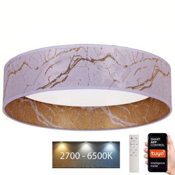 Brilagi - Iluminação de teto LED com regulação VELVET SMART LED/36W/230V d. 55 cm 2700-6500K Wi-Fi Tuya branco/dourado + controlo remoto