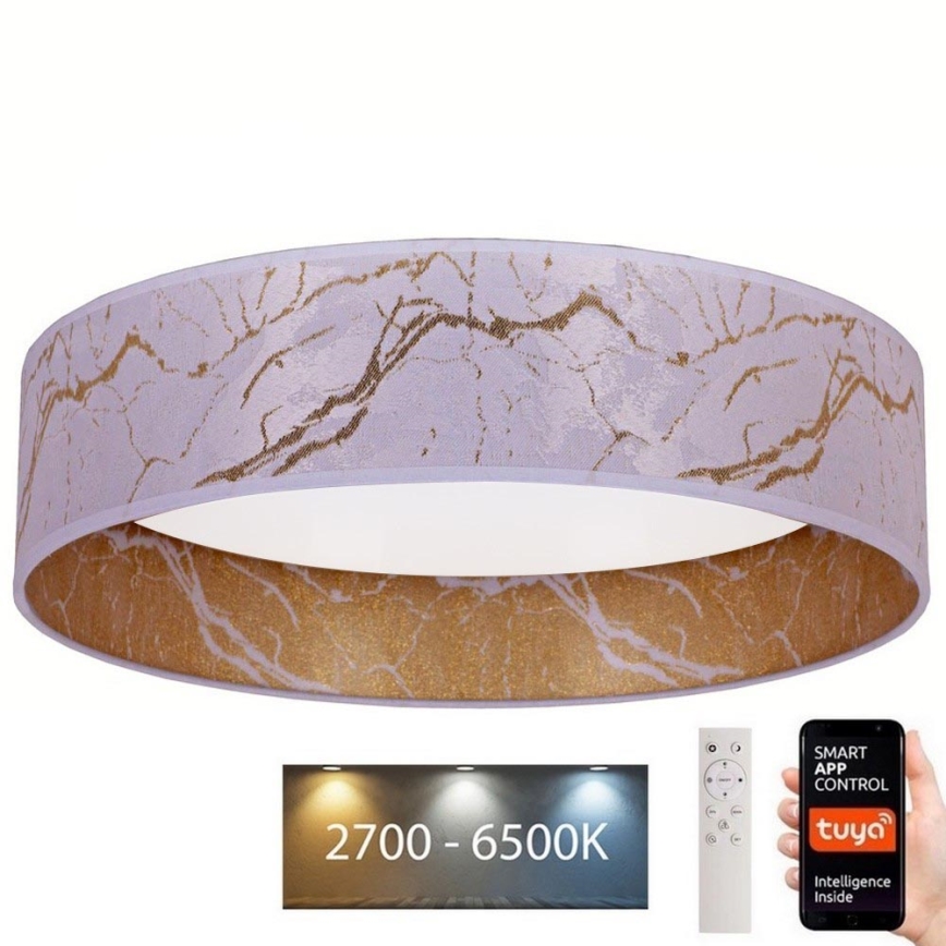 Brilagi - Iluminação de teto LED com regulação VELVET SMART LED/36W/230V d. 55 cm 2700-6500K Wi-Fi Tuya branco/dourado + controlo remoto