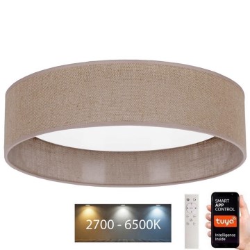 Brilagi - Iluminação de teto LED com regulação VELVET SMART LED/36W/230V d. 55 cm 2700-6500K Wi-Fi Tuya castanho + controlo remoto