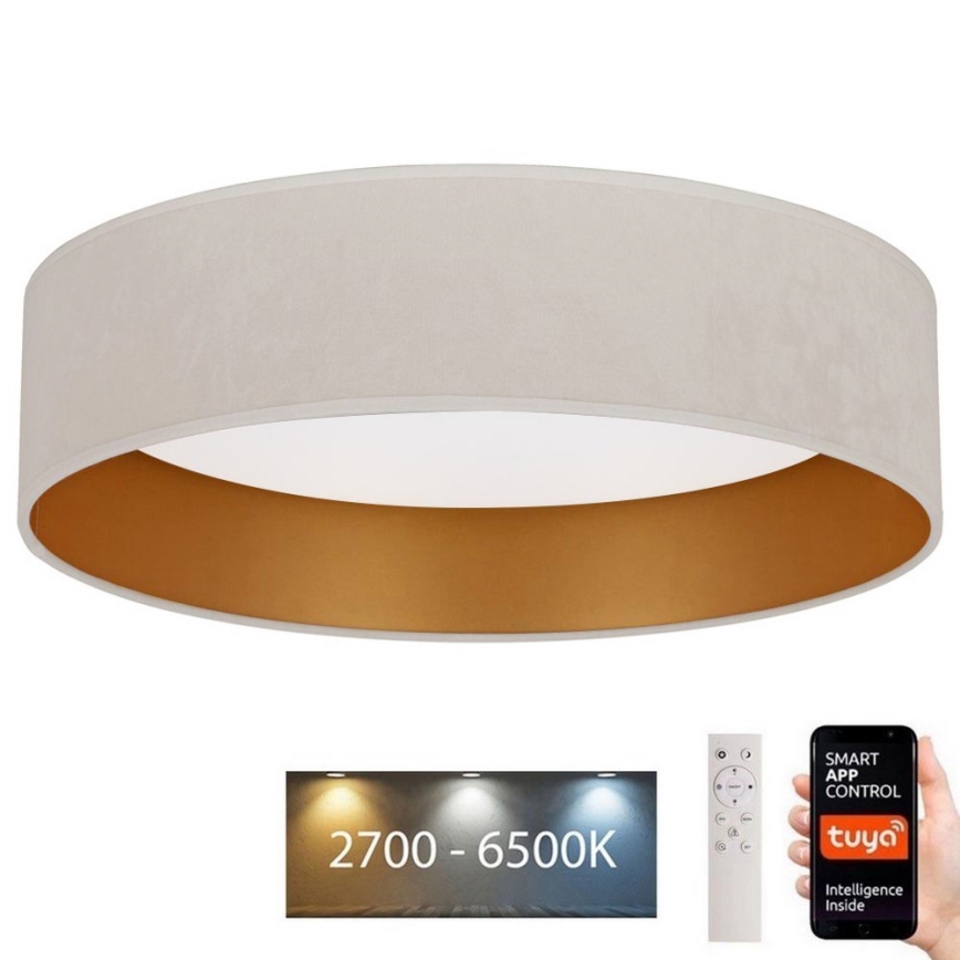 Brilagi - Iluminação de teto LED com regulação VELVET SMART LED/36W/230V d. 55 cm 2700-6500K Wi-Fi Tuya creme/dourado + controlo remoto
