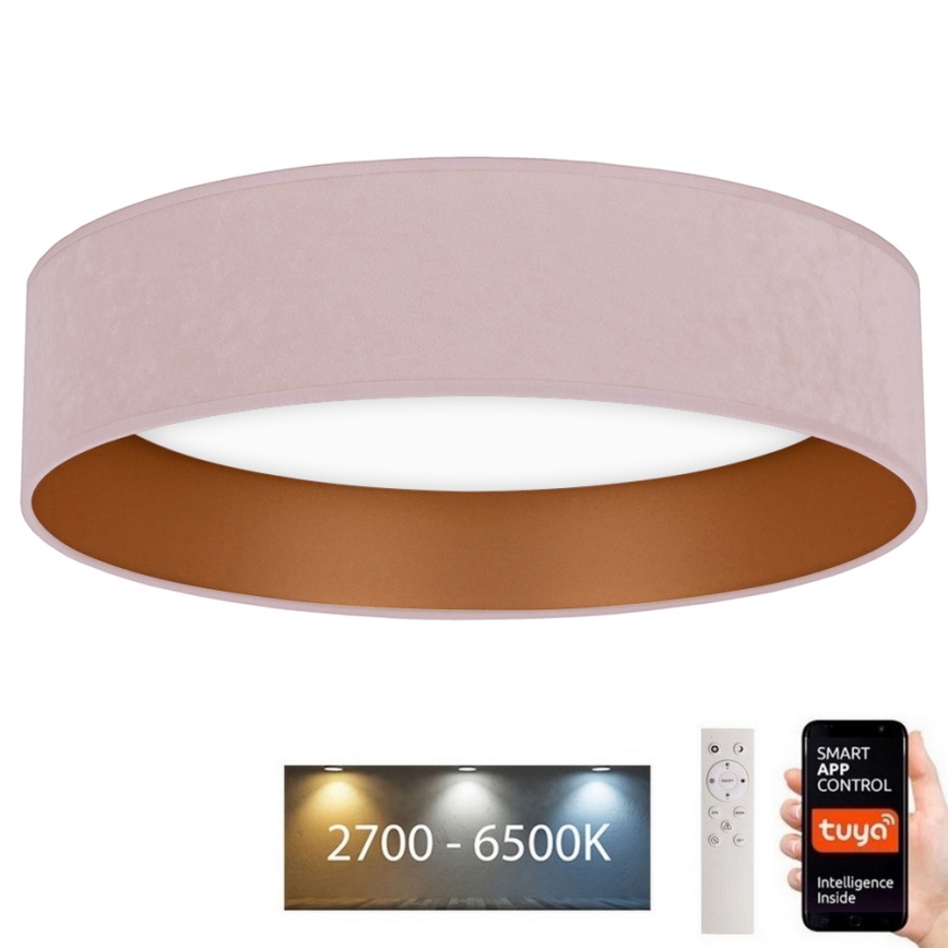 Brilagi - Iluminação de teto LED com regulação VELVET SMART LED/36W/230V d. 55 cm 2700-6500K Wi-Fi Tuya rosa/dourado + controlo remoto