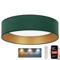 Brilagi - Iluminação de teto LED com regulação VELVET SMART LED/36W/230V d. 55 cm 2700-6500K Wi-Fi Tuya verde/dourado + controlo remoto