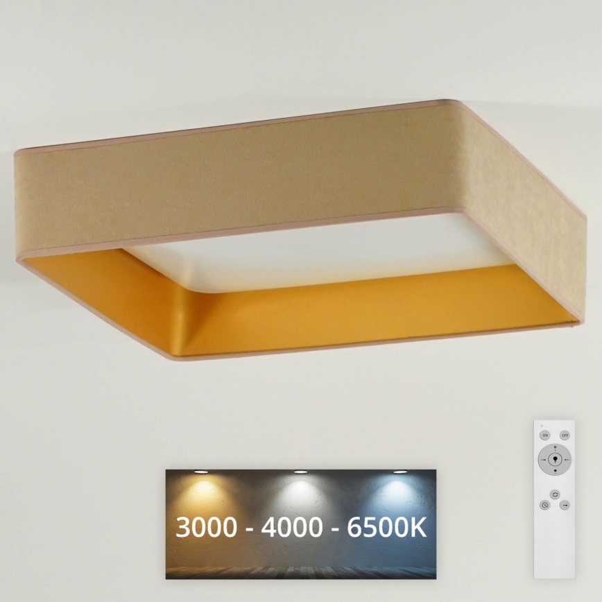 Brilagi - Iluminação de teto LED com regulação VELVET SQUARE LED/24W/230V 3000/4000/6500K + controlo remoto bege