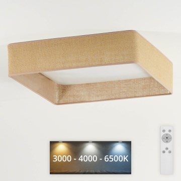 Brilagi - Iluminação de teto LED com regulação VELVET SQUARE LED/24W/230V 3000/4000/6500K + controlo remoto castanho