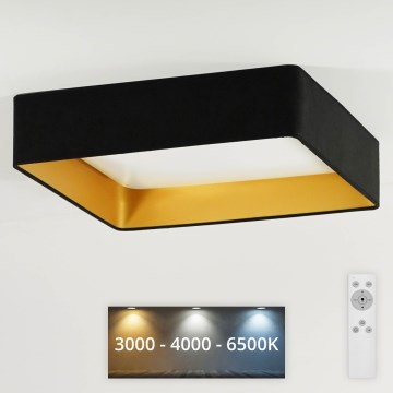 Brilagi - Iluminação de teto LED com regulação VELVET SQUARE LED/24W/230V 3000/4000/6500K + controlo remoto preto