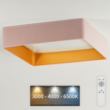 Brilagi - Iluminação de teto LED com regulação VELVET SQUARE LED/24W/230V 3000/4000/6500K + controlo remoto rosa