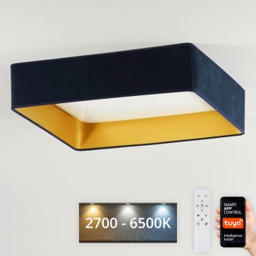 Brilagi - Iluminação de teto LED com regulação VELVET SQUARE SMART LED/36W/230V 2700-6500K Wi-Fi Tuya + controlo remoto azul escuro