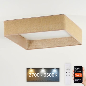 Brilagi - Iluminação de teto LED com regulação VELVET SQUARE SMART LED/36W/230V 2700-6500K Wi-Fi Tuya + controlo remoto castanho