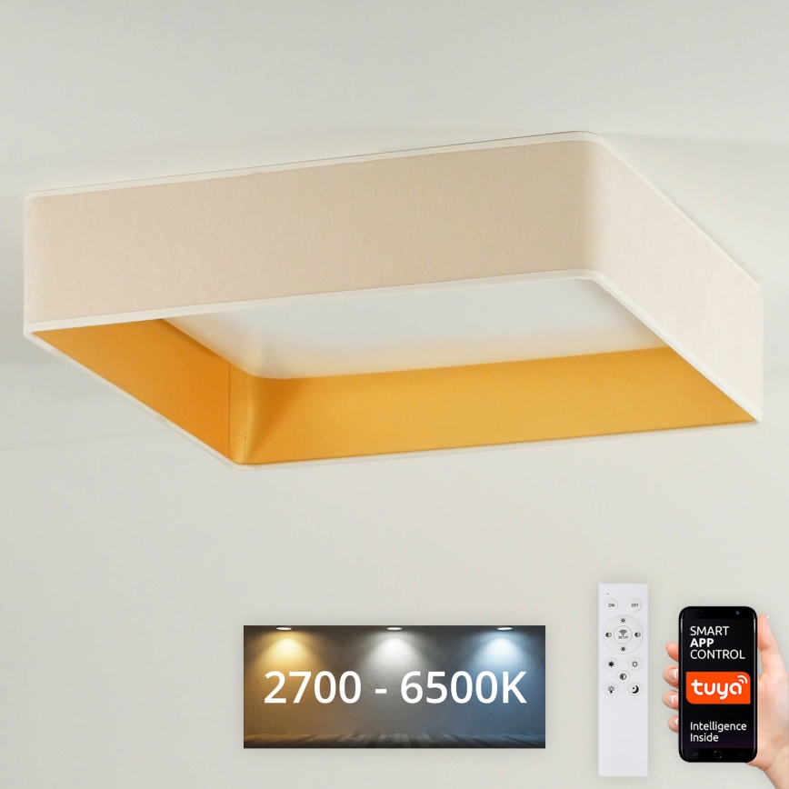 Brilagi - Iluminação de teto LED com regulação VELVET SQUARE SMART LED/36W/230V 2700-6500K Wi-Fi Tuya + controlo remoto creme