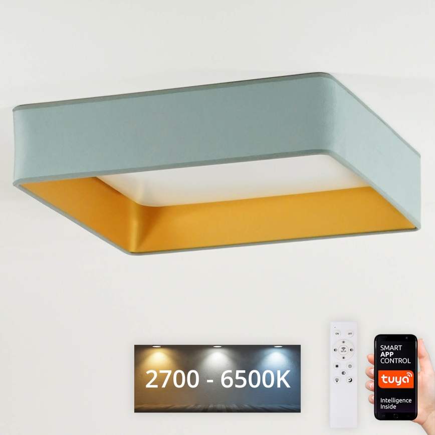 Brilagi - Iluminação de teto LED com regulação VELVET SQUARE SMART LED/36W/230V 2700-6500K Wi-Fi Tuya + controlo remoto menta