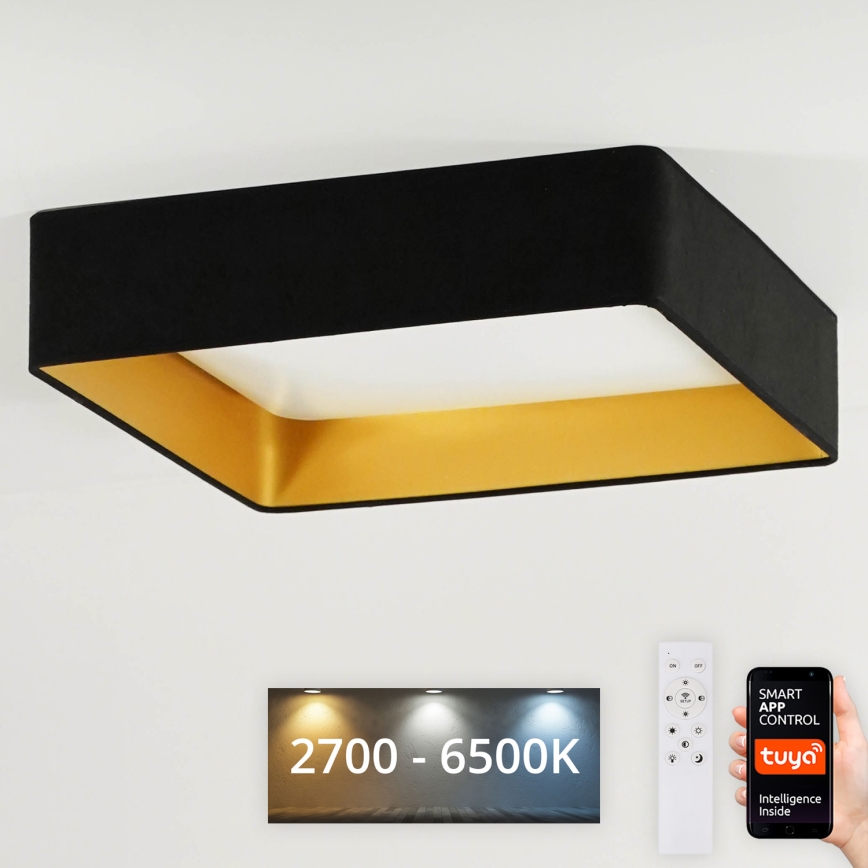 Brilagi - Iluminação de teto LED com regulação VELVET SQUARE SMART LED/36W/230V 2700-6500K Wi-Fi Tuya + controlo remoto preto