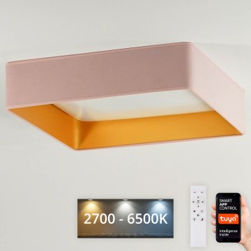 Brilagi - Iluminação de teto LED com regulação VELVET SQUARE SMART LED/36W/230V 2700-6500K Wi-Fi Tuya + controlo remoto rosa