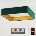 Brilagi - Iluminação de teto LED com regulação VELVET SQUARE SMART LED/36W/230V 2700-6500K Wi-Fi Tuya + controlo remoto verde