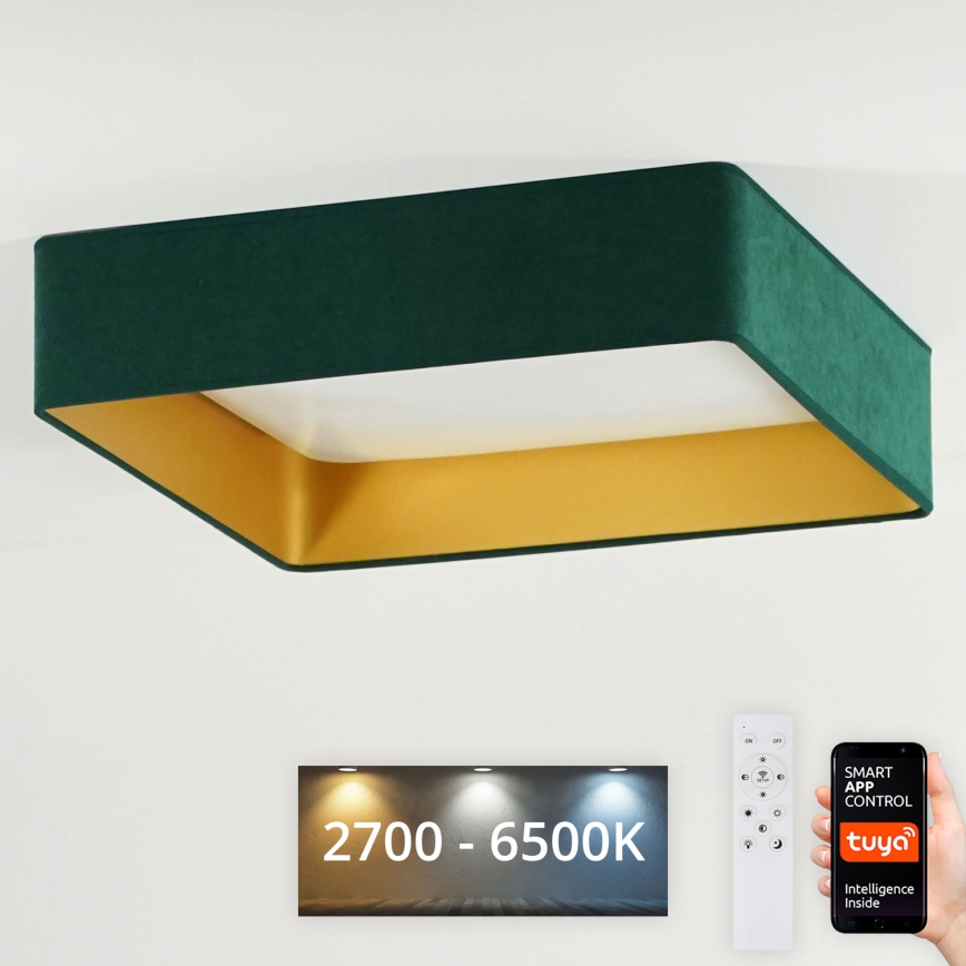 Brilagi - Iluminação de teto LED com regulação VELVET SQUARE SMART LED/36W/230V 2700-6500K Wi-Fi Tuya + controlo remoto verde