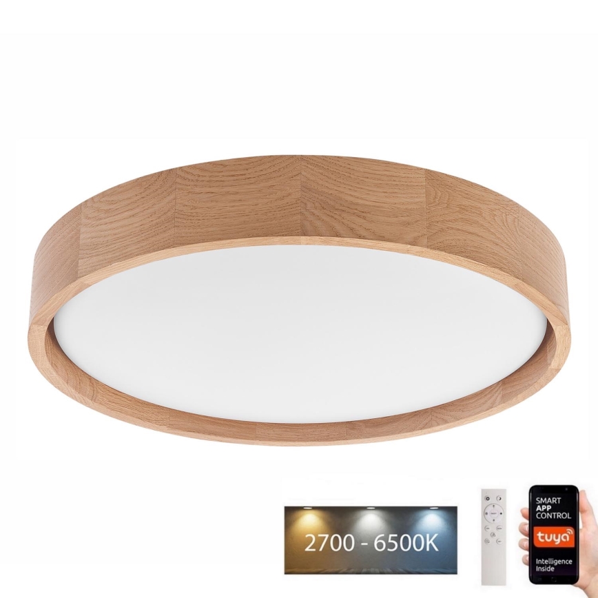 Brilagi - Iluminação de teto LED MANAROLA SMART LED/24W/230V 2700-6500K carvalho diâmetro 41 cm Wi-Fi + controlo remoto Tuya
