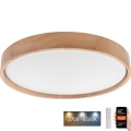 Brilagi - Iluminação de teto LED MANAROLA SMART LED/36W/230V 2700-6500K carvalho diâmetro 51 cm Wi-Fi + controlo remoto Tuya