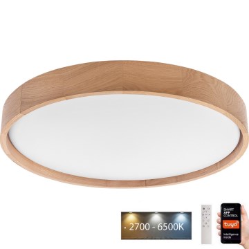 Brilagi - Iluminação de teto LED MANAROLA SMART LED/36W/230V 2700-6500K carvalho diâmetro 51 cm Wi-Fi + controlo remoto Tuya