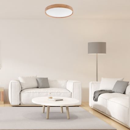 Brilagi - Iluminação de teto LED MANAROLA SMART LED/36W/230V 2700-6500K carvalho diâmetro 51 cm Wi-Fi + controlo remoto Tuya