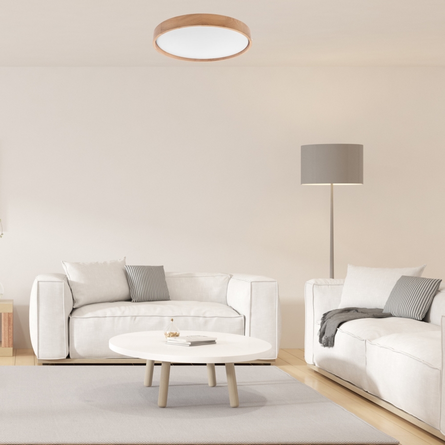 Brilagi - Iluminação de teto LED MANAROLA SMART LED/36W/230V 2700-6500K carvalho diâmetro 51 cm Wi-Fi + controlo remoto Tuya