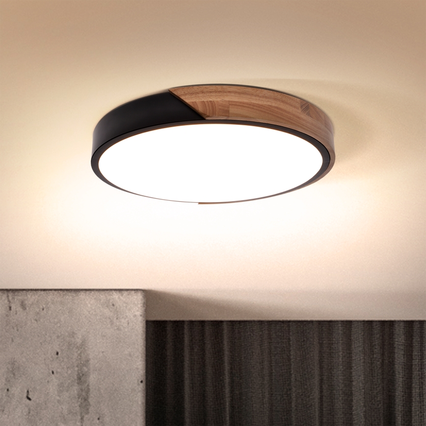 Brilagi - Iluminação de teto LED PILANA LED/24W/230V carvalho diâmetro 30 cm