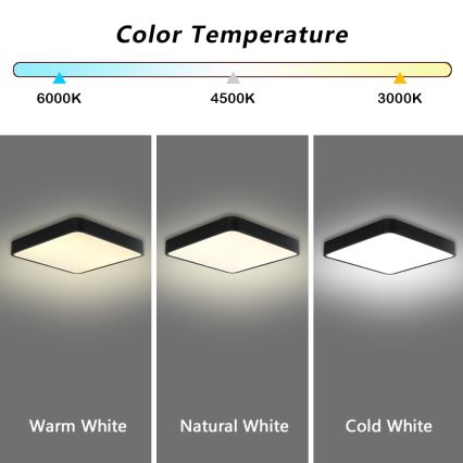 Brilagi - Iluminação de teto LED POOL LED/48W/230V 3000/4500/6000K 50x50 cm preto