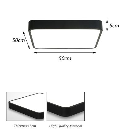 Brilagi - Iluminação de teto LED POOL LED/48W/230V 3000/4500/6000K 50x50 cm preto
