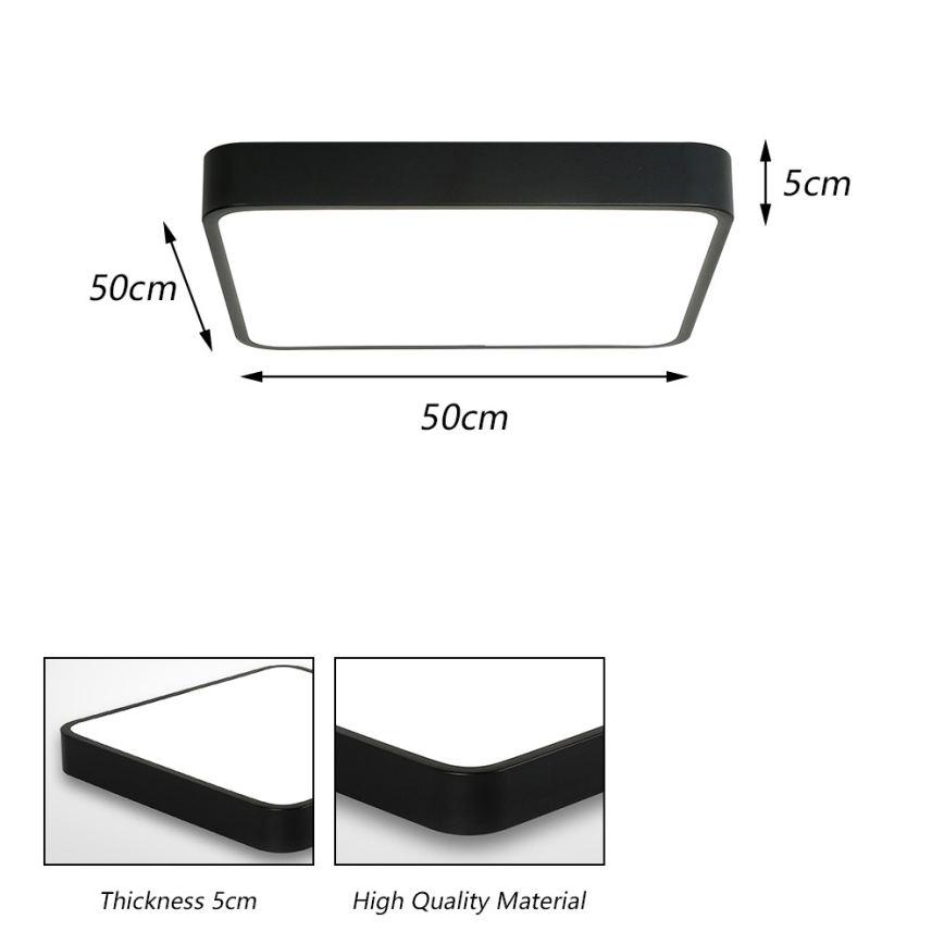 Brilagi - Iluminação de teto LED POOL LED/48W/230V 3000/4500/6000K 50x50 cm preto