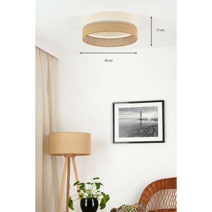 Brilagi - Iluminação de teto LED ROYAL YUTE LED/24W/230V diâmetro 45 cm bege/creme
