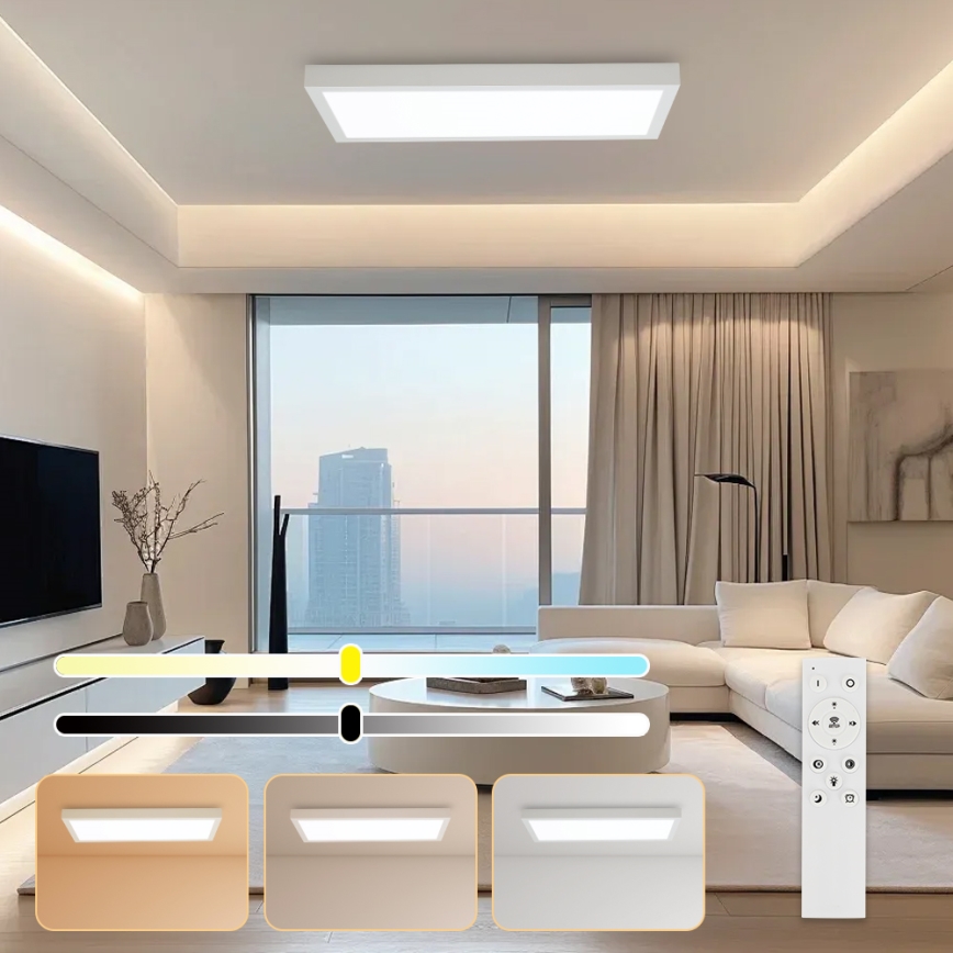 Brilagi - Iluminação de teto para casa de banho LED com regulação FRAME SMART LED/30W/230V 30x60 cm 3000-6000K IP44 branco + comando