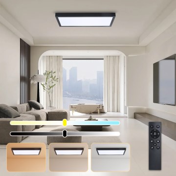 Brilagi - Iluminação de teto para casa de banho LED com regulação FRAME SMART LED/30W/230V 30x60 cm 3000-6000K  IP44 preto  + comando
