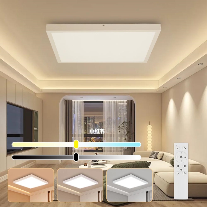 Brilagi - Iluminação de teto para casa de banho LED com regulação FRAME SMART LED/50W/230V 60x60 cm 3000-6000K IP44 branco + comando