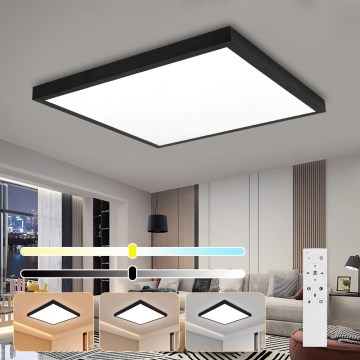 Brilagi - Iluminação de teto para casa de banho LED com regulação FRAME SMART LED/50W/230V 60x60 cm 3000-6000K IP44 preto + comando