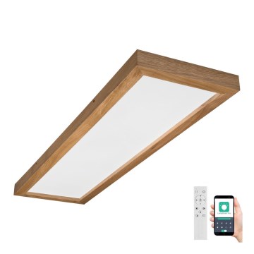 Brilagi - Iluminação de teto para casa de banho LED com regulação WOODY FRAME LED/50W/230V carvalho 120x30 cm 3000-6000K IP44 + comando