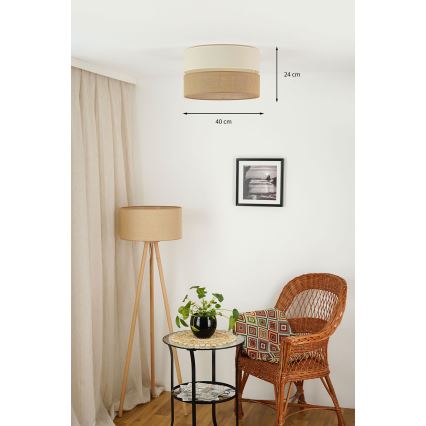 Brilagi - Iluminação de teto ROYAL YUTE 1xE27/15W/230V diâmetro 40 cm bege/creme