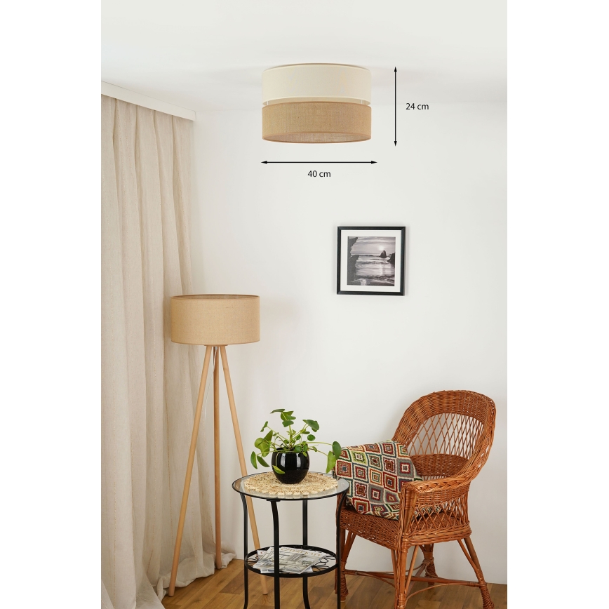 Brilagi - Iluminação de teto ROYAL YUTE 1xE27/15W/230V diâmetro 40 cm bege/creme