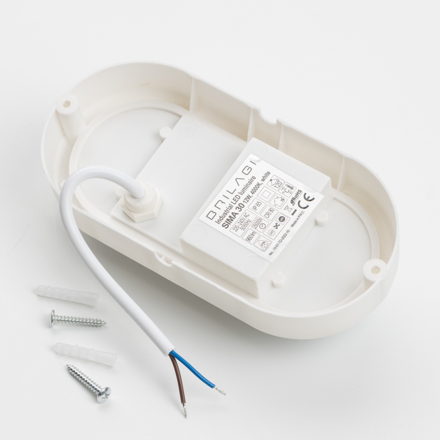 Brilagi - Iluminação industrial de teto LED SIMA LED/12W/230V IP65 branca