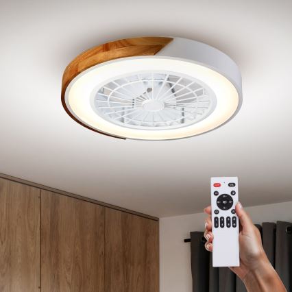 Brilagi - Iluminação de teto LED com regulação e ventoinha LED/30W/230V 3000-6500K branco/carvalho + comando