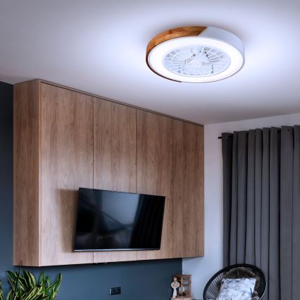 Brilagi - Iluminação de teto LED com regulação e ventoinha LED/30W/230V 3000-6500K branco/carvalho + comando