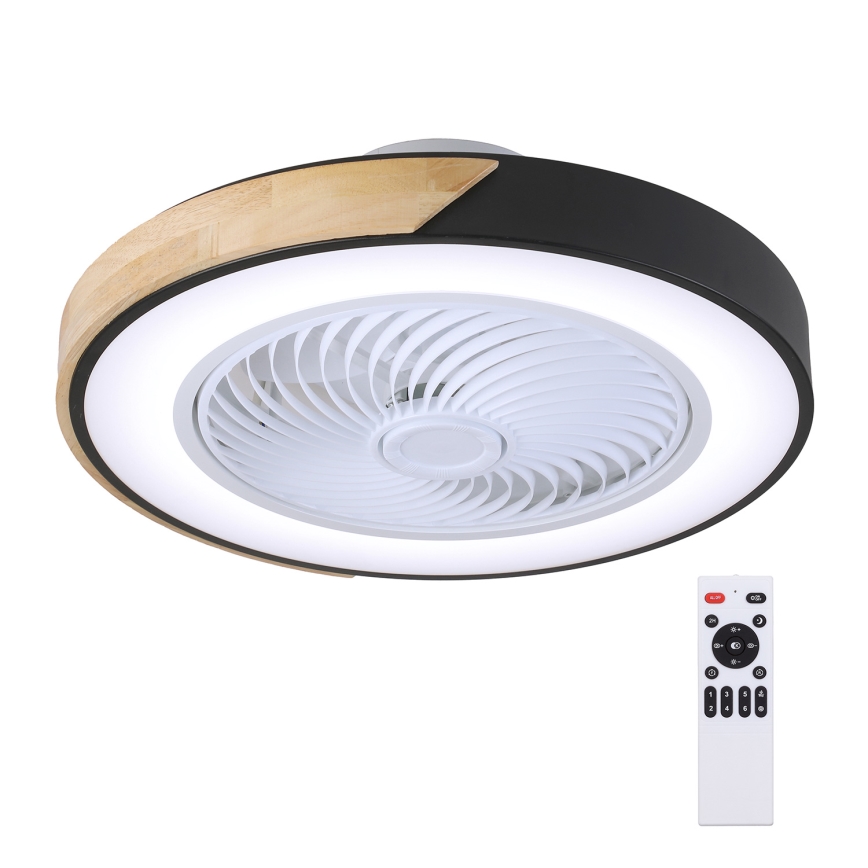 Brilagi - Iluminação de teto LED com regulação e ventoinha LED/30W/230V 3000-6500K preto/carvalho + comando