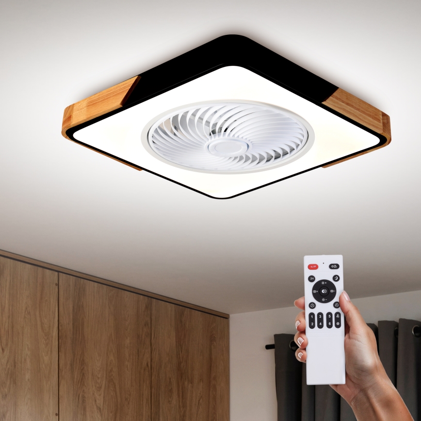 Brilagi - Iluminação de teto LED com regulação e ventoinha LED/30W/230V 3000-6500K preto/carvalho + comando